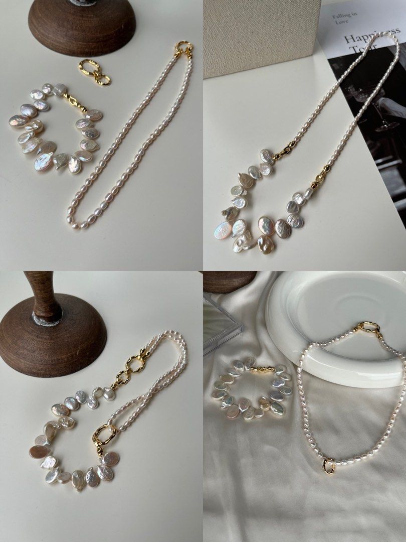 #PN201 One for All|Freshwater Pearl Necklace |Multi Wearing|Wear As Bracelet & Necklace Set|Flower Petal Pearl |Thick|Lustrous Rice Pearl |Paris Style