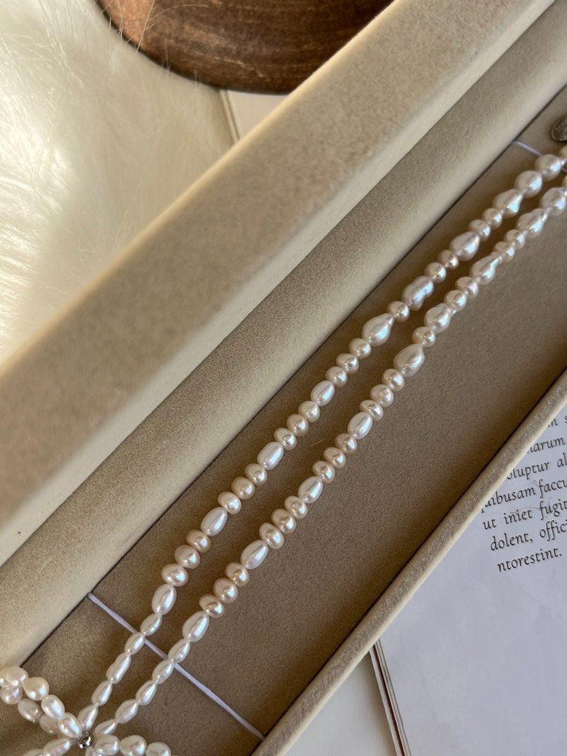 #PN86 Classic Bow|Freshwater Pearl Necklace |Bow Design |Lustrous|Baroque Pearl |Mixed Shapes