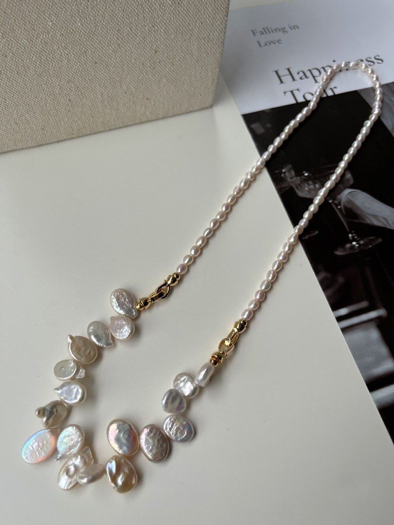 #PN201 One for All|Freshwater Pearl Necklace |Multi Wearing|Wear As Bracelet & Necklace Set|Flower Petal Pearl |Thick|Lustrous Rice Pearl |Paris Style