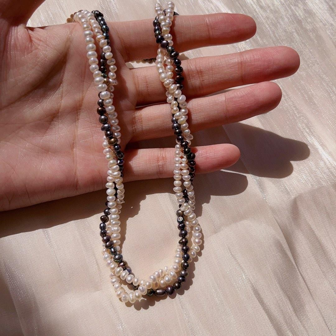 #PN103 Natural Freshwater Pearl Necklace Mixed Multiple Layered 3-Layer