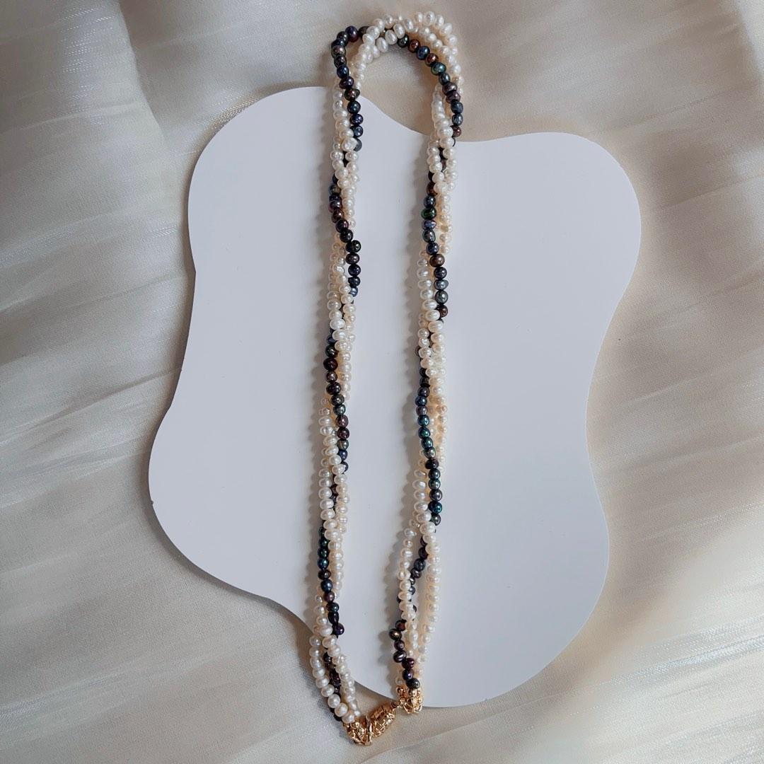 #PN103 Natural Freshwater Pearl Necklace Mixed Multiple Layered 3-Layer