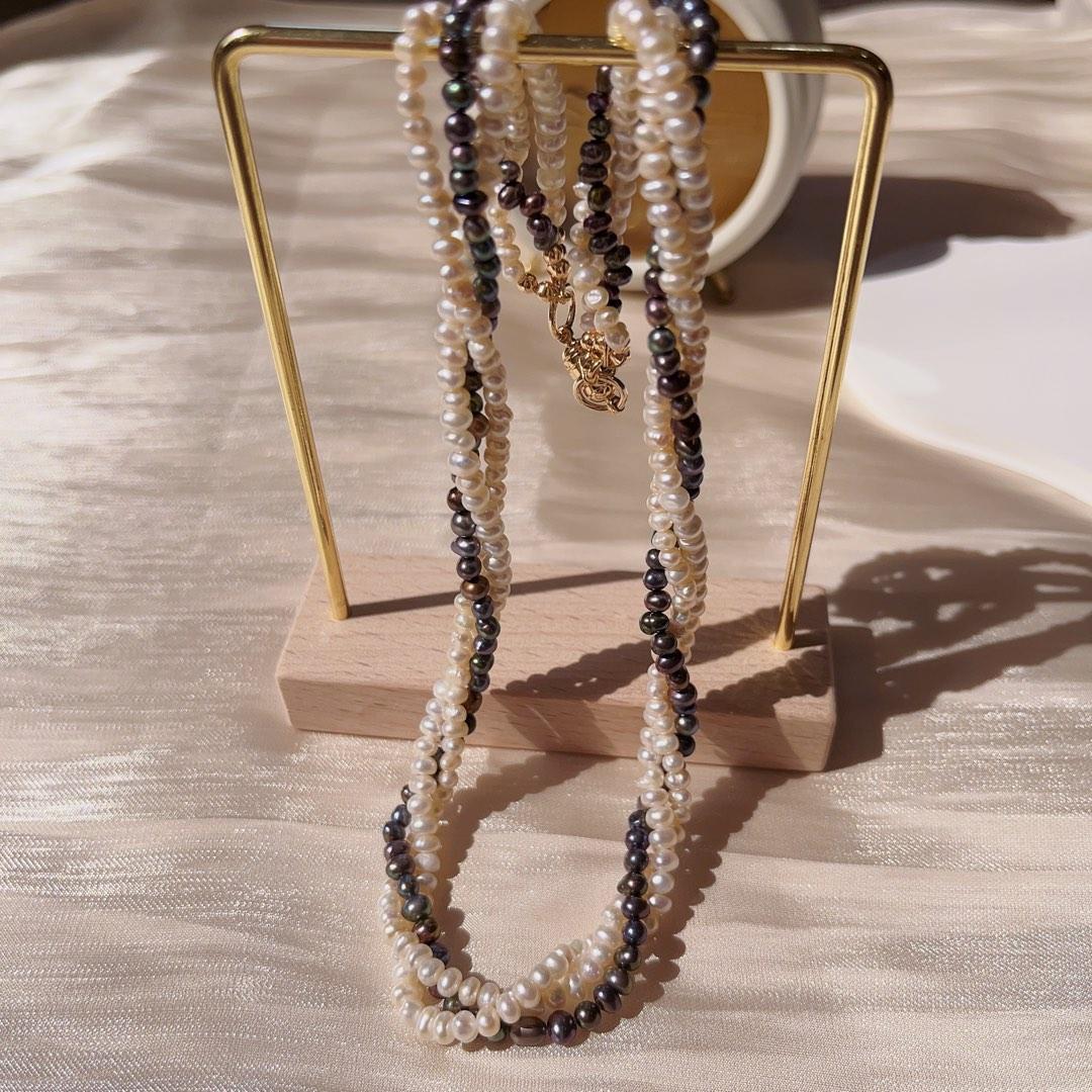#PN103 Natural Freshwater Pearl Necklace Mixed Multiple Layered 3-Layer