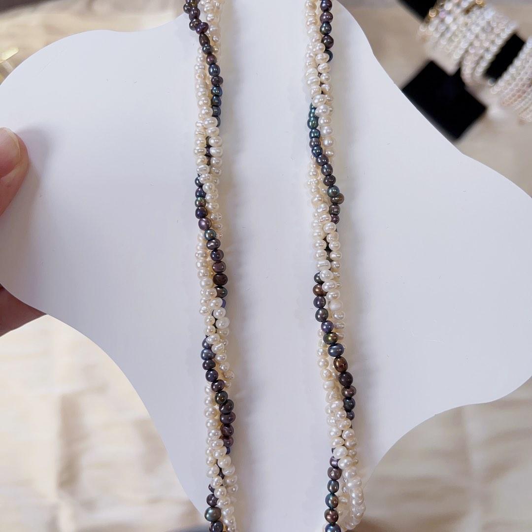 #PN103 Natural Freshwater Pearl Necklace Mixed Multiple Layered 3-Layer
