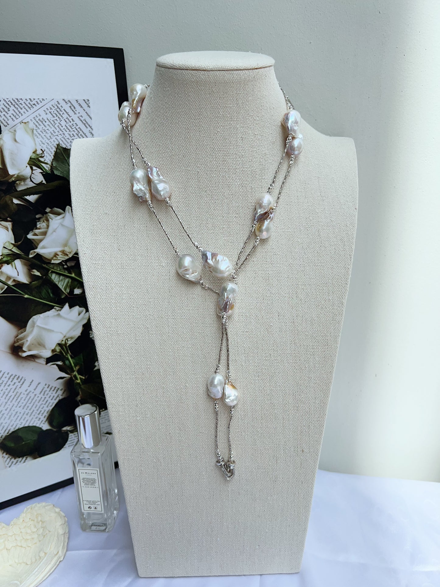 #PN1211 freshwater pearl necklace minimalist gilding monet big fishtail baroque pearl long necklace 120cm+ excellent lustre natural flaws