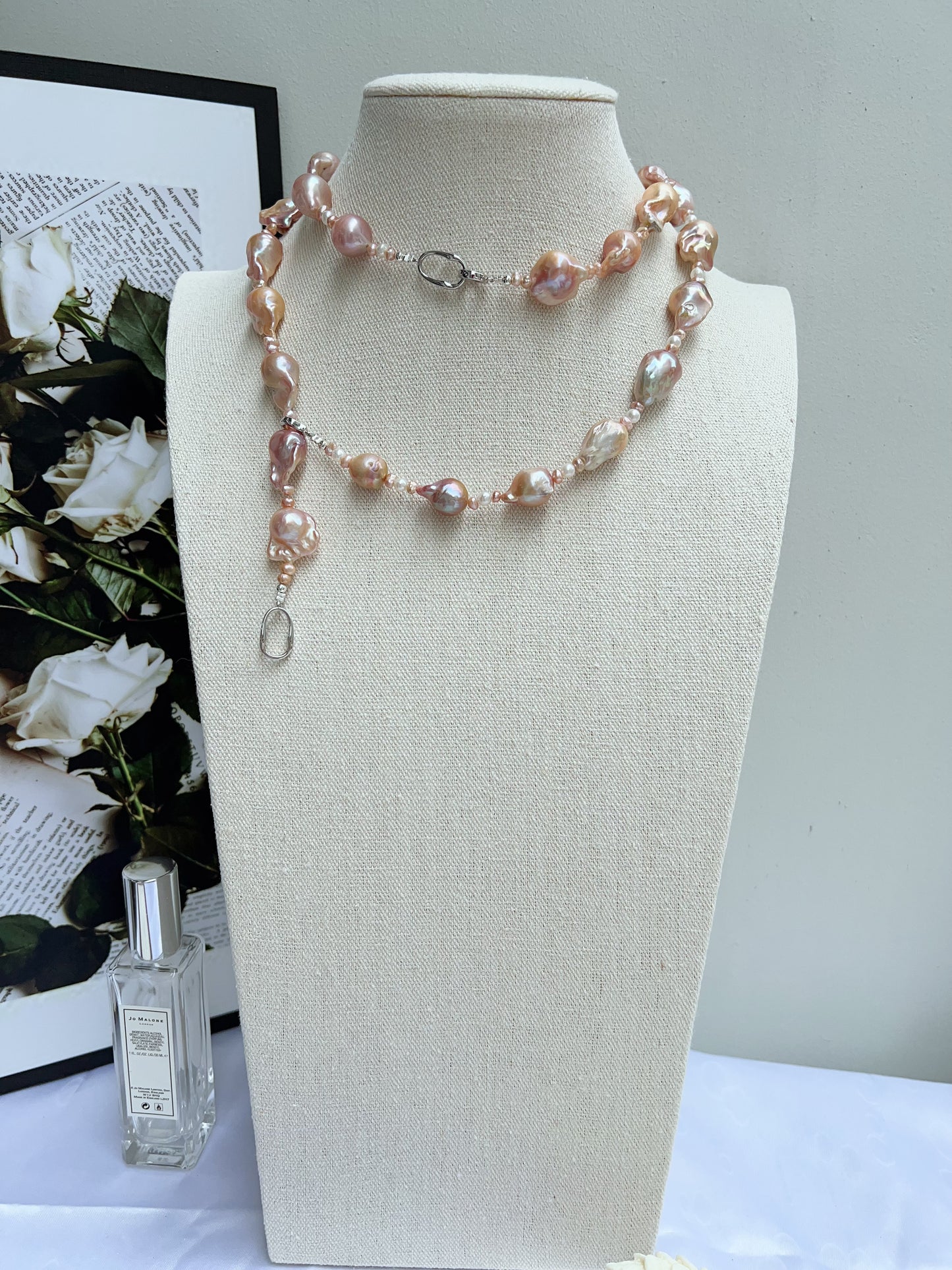 #PN1217 freshwater pearl necklace set medium fishtail baroque purple-golden lustre stary sky