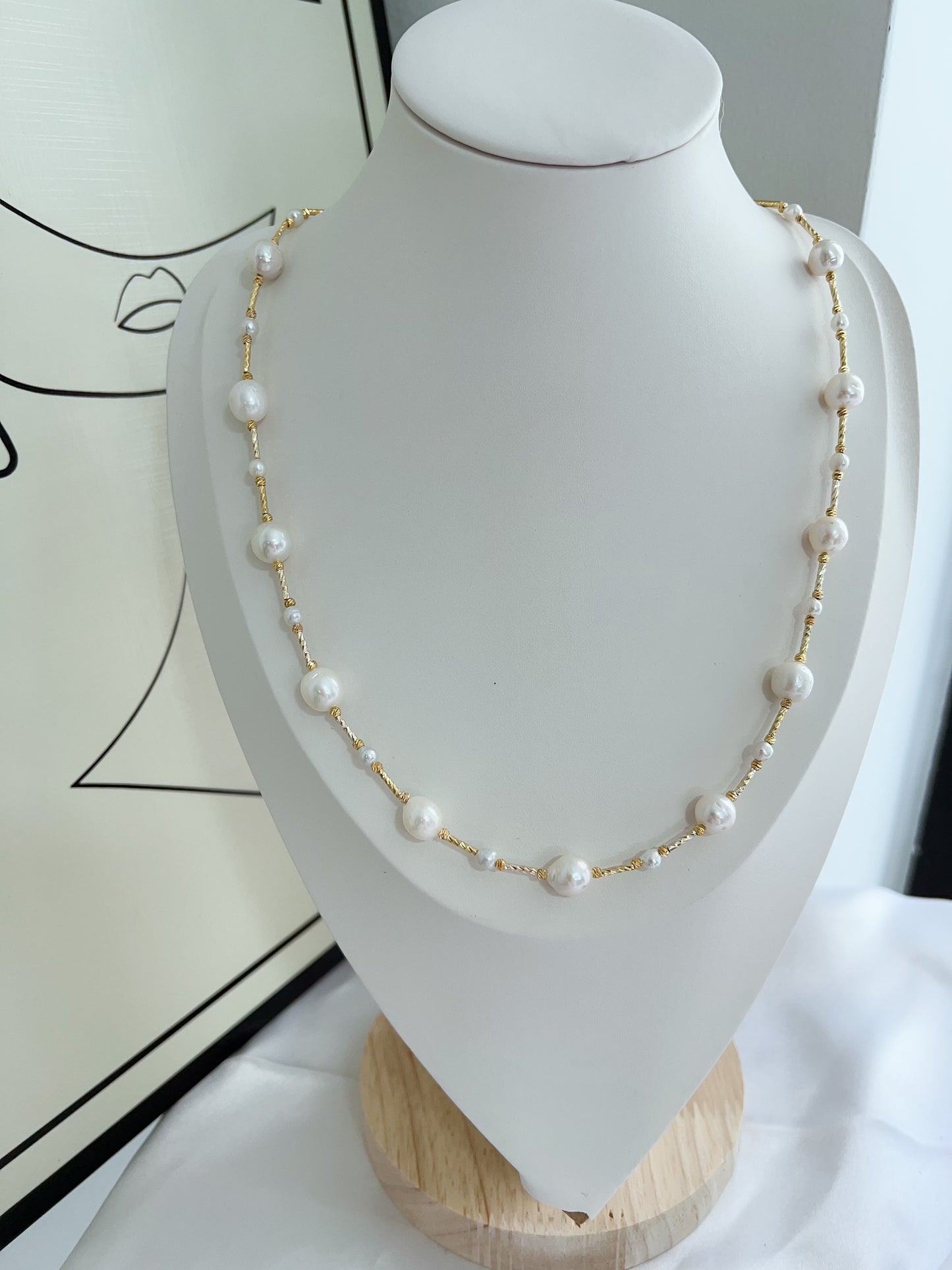 #PN1229 freshwater pearl necklace stary sky short version classic design elegant