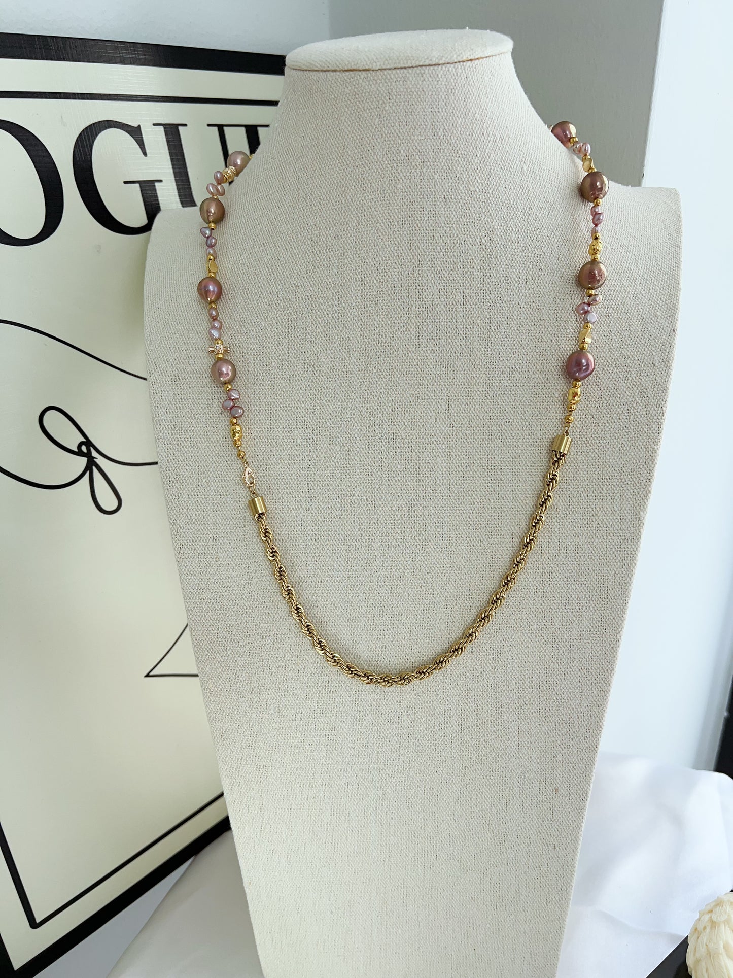 #PN1234 freshwater pearl necklace purple and golden deep metallic purple Edison pearls superb lustre