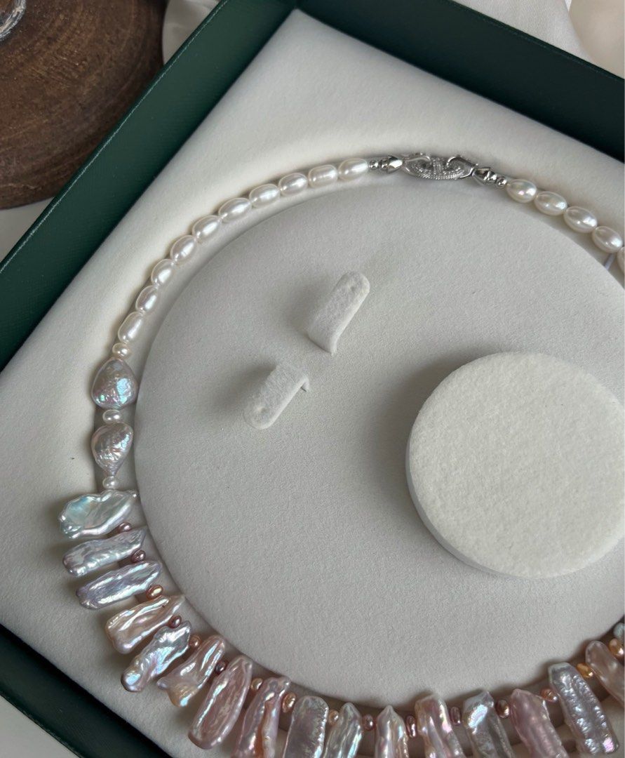 #PN450 Fairy Pink|Freshwater Pearl Necklace |Pink-purple Lute Pearl |Excellent Lustre |Baby Baroque |Zircon Clasp