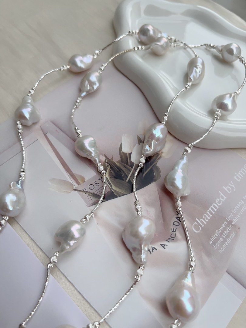 #PN1058 Restock| Freshwater Pearl Necklace | Super Long 122cm Fishtail Baroque Sweater Necklace | Lustrous White| 3 Rounds| Multiple Way of Wearing| Style as You Like| Diverse Coordination| Elegance & Beauty| Power of Natural| Perfect Gift for Christmas 🤶