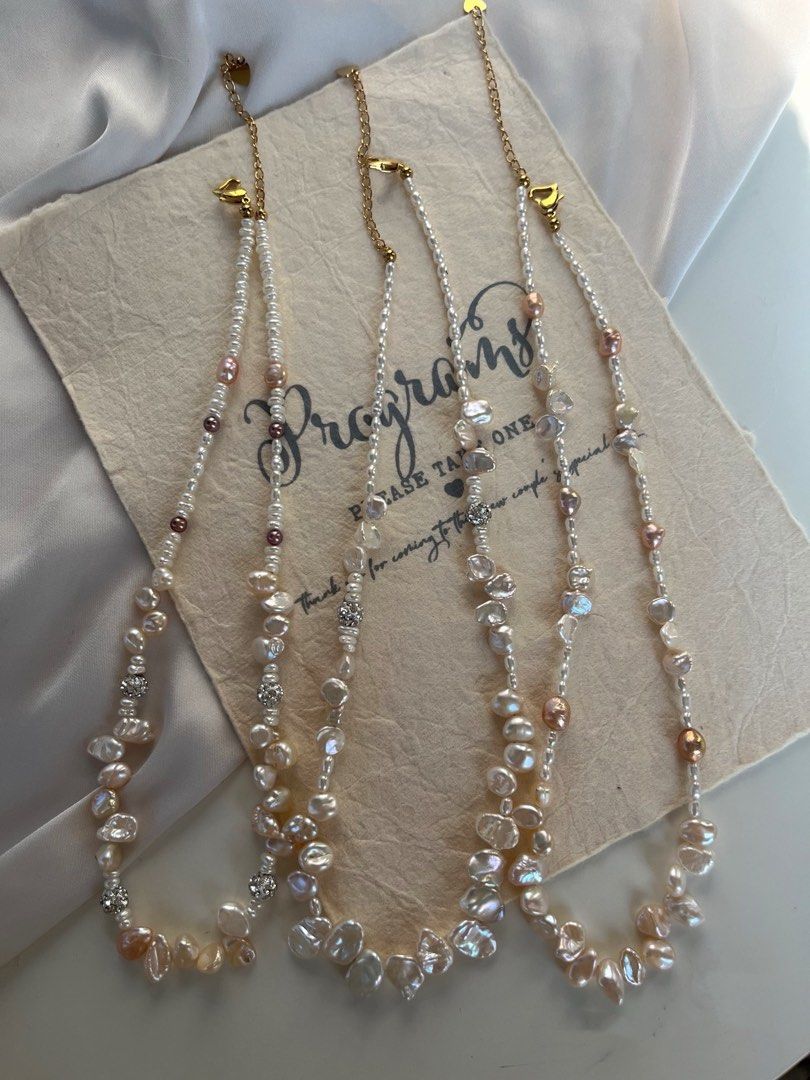 #PN626 Freshwater Pearl Necklace | Champagne Gold Lustre| Baby Petal Pearl | Lustrous