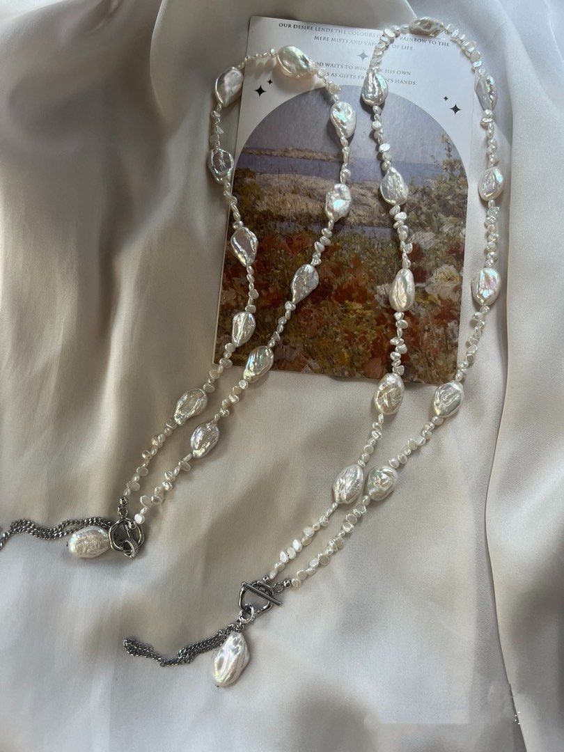 #PN627 Freshwater Pearl Necklace | Candy Paper Baroque Pearl| Lustrous | Removable Pendant