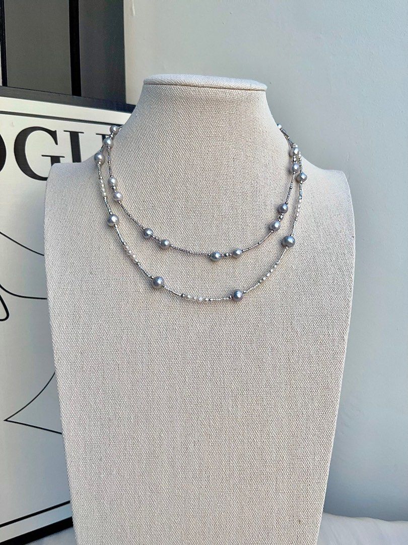 #PN694 Freshwater Pearl Necklace| Grey Electro-treated Colour | Minimalism with Style | Star-y Sky Design