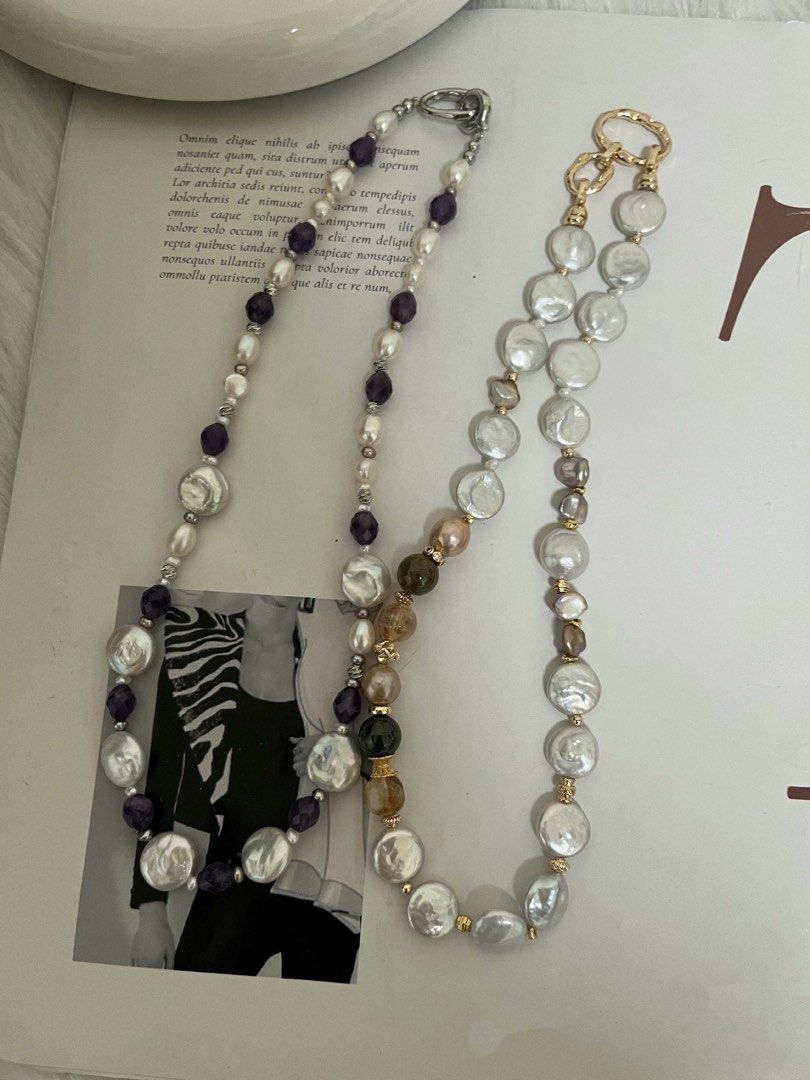 #PN775 Freshwater Pearl Necklace | Coin Pearl | Citrine Faceted | Lustrous | Your Go-To Glow