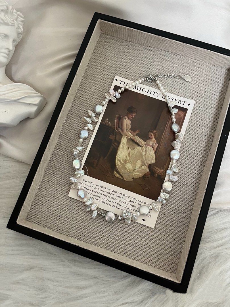 #PN782 Freshwater Pearl Necklace | Silver-blue Petals | Coin Baroque | Slightly Treated Colour|Can’t Miss Modern Classic