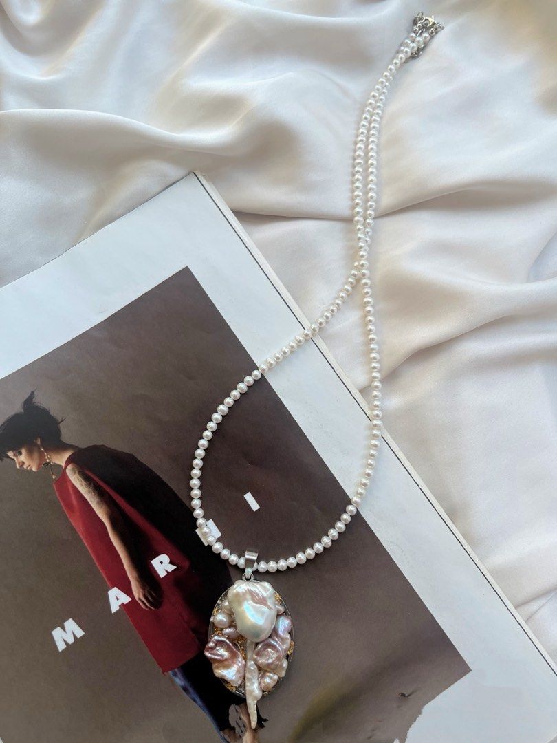 #PN808 Freshwater Pearl Necklace | Pearl Frame 🖼️ Pendant | Long Baby Pearl Necklace | Can Wear Alone| Jewelry Worth Repeating