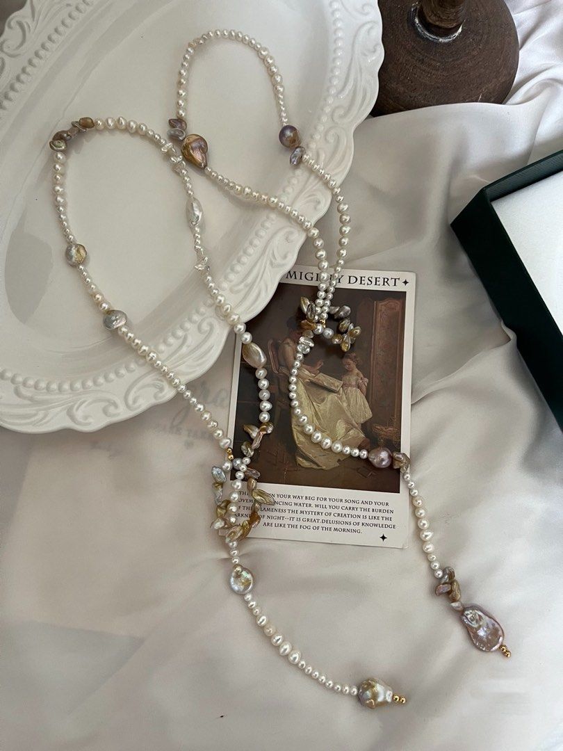 #PN809 Freshwater Pearl Necklace | Golden Petals| Flexible Length | Flower 🌷 Design| Sweater Necklace | Polish Every Look Instantly