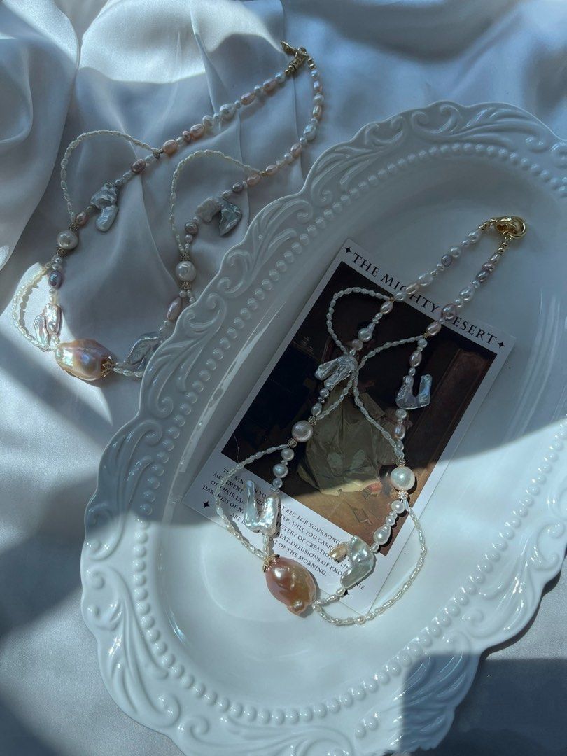 #PN811 Freshwater Pearl Necklace | Braided Blue Lustre Irregular Baroque | Big Fishtail Baroque | Mini Keshi Pearl | A Staple You’ll Love