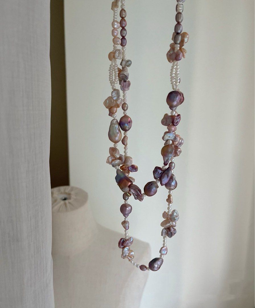 #PN820 Freshwater Pearl Necklace | Lavender Baroque Pearl| Avocado 🥑 Shade| Butterfly 🦋 Shaped Baroque Pearl | Lustrous | Perfect for Gifting Yourself