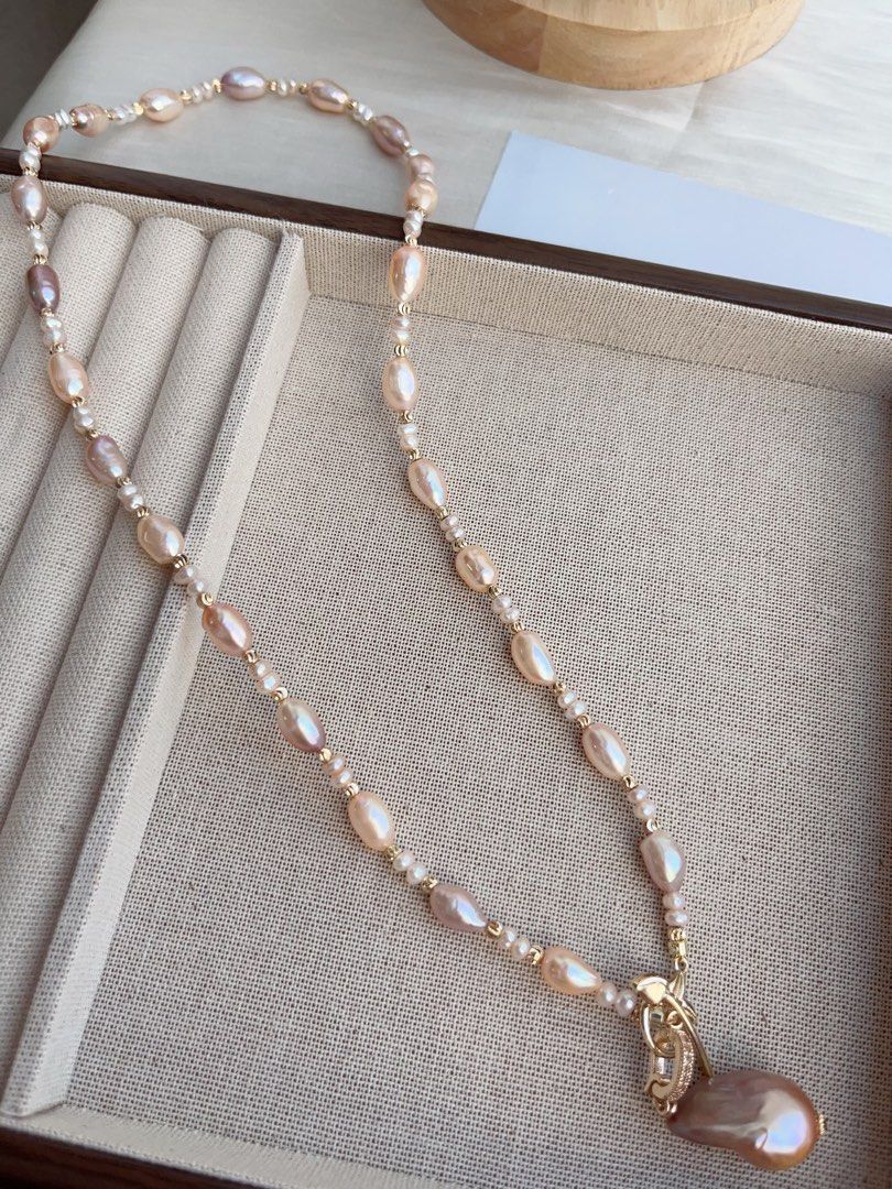 #PN872 Freshwater Pearl Necklace | Summer Dopamine Palette | 51cm Sweater Necklace | Detachable Fishtail Baroque Pendant | Beauty in Every Detail| Gift 💝 Choices