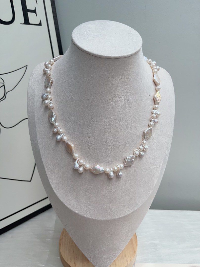 #PN946 Freshwater Pearl Necklace | Diamond Shaped Baroque | Lustrous | Bulb 💡 Shape Baroque | Jewelry That Never Goes Out Of Style | 45cm