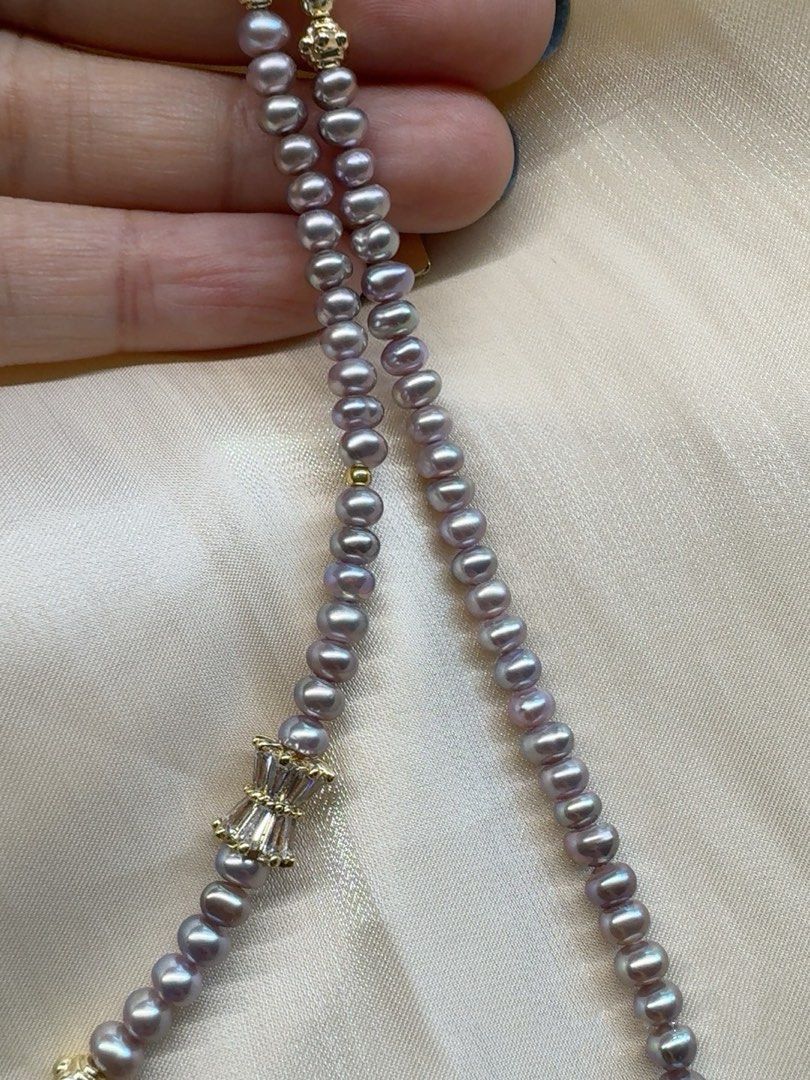 #PN453 Red Crown |Freshwater Pearl Necklace |Red Agate|Mother of Pearl MOP Kitty Head|Baby Lustrous Pearl |Purple Baroque