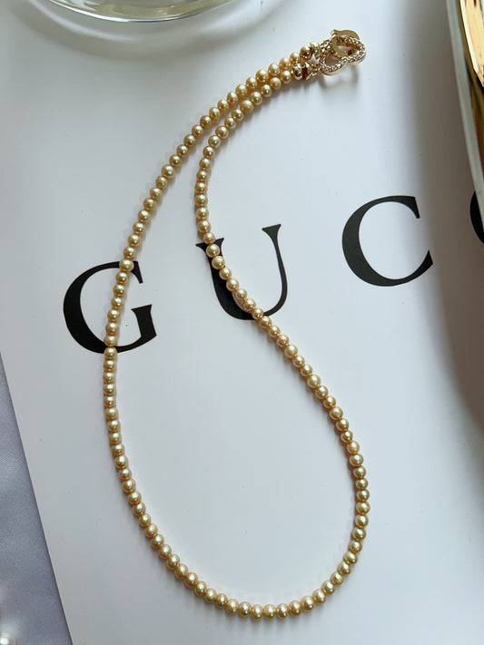 #PN1276 Freshwater pearl necklace baby golden pearl electro- treated color lustrous dainty