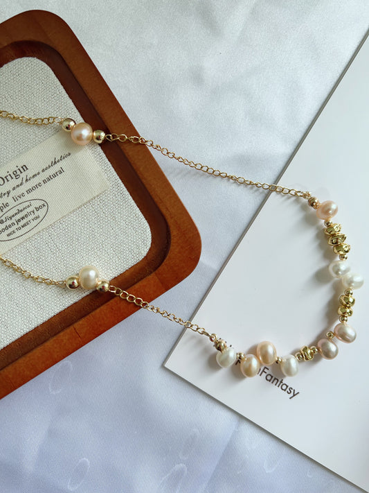 #PN1281 Freshwater pearl necklace chain necklace irregular teeth pearl handmade elegant