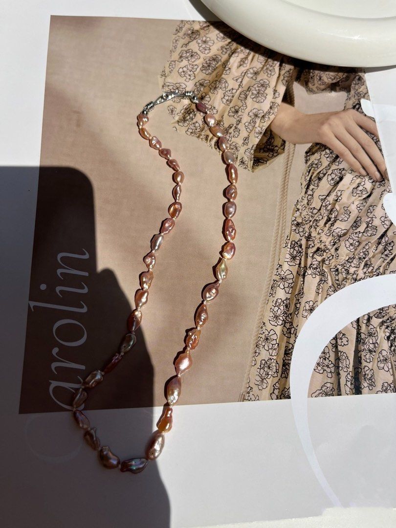 #PN567 Shiny Purple Lustre Mini Sized Freshwater Keshi Baroque Pearl Necklace