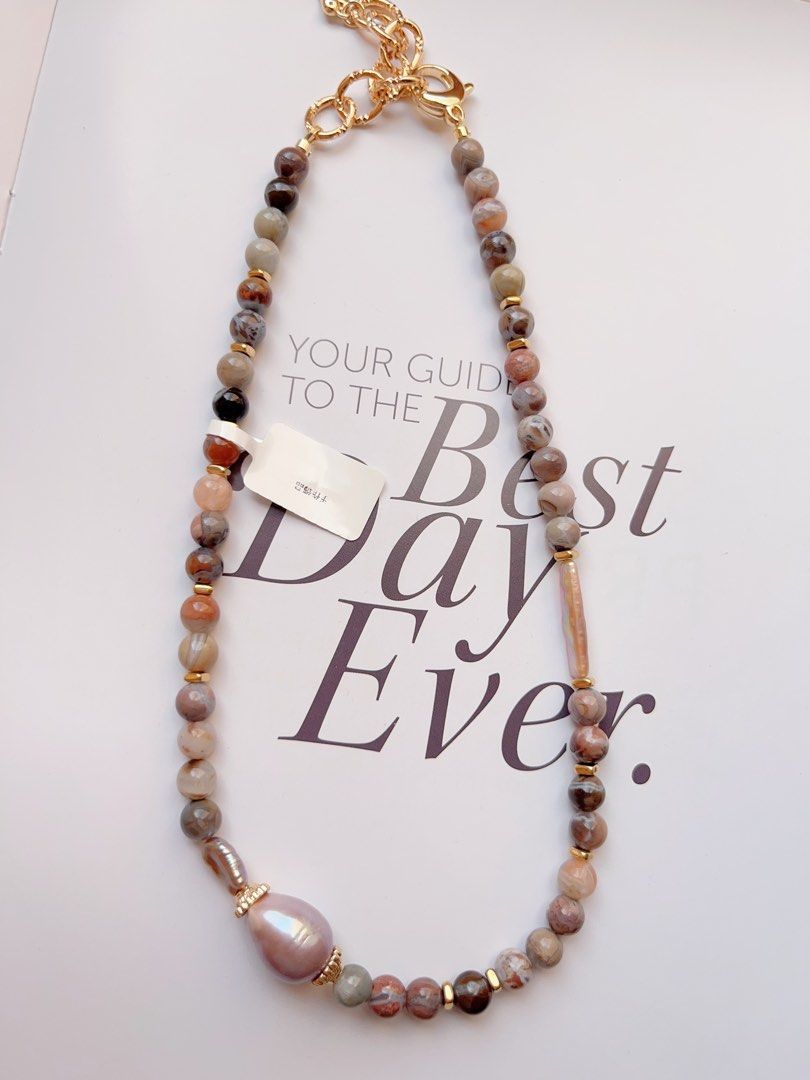 #PN503 Tribal Origin | Freshwater Pearl Necklace | Agate| Stick Pearl |Purple Baroque