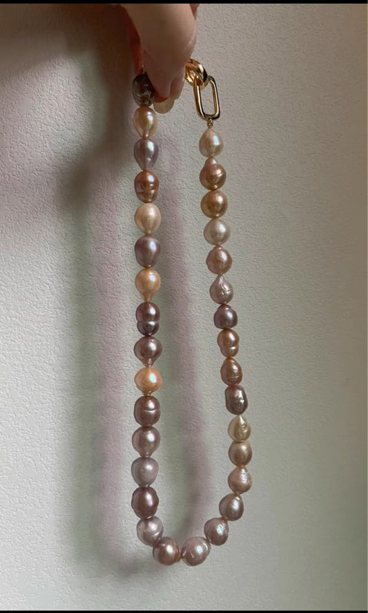 #PN408 [Clearance Sale] Freshwater Pearl Necklace |12mm-13mm Big Baroque Pearls |Mixed Candy Colour| Minimalist