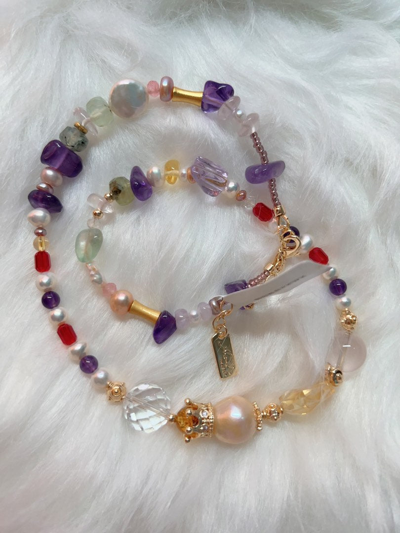 #PN333 Natural Elements | Freshwater Pearl Necklace | Citrine Freeform | Big Baroque Pearl | Rose Quartz | Amethyst Chip| Coin Pearl