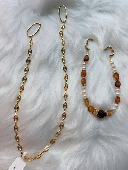 #PN282 Dreamy Embrace | Freshwater Pearl Necklace | Yellow Tiger Eye| Agate Faceted | Detachable