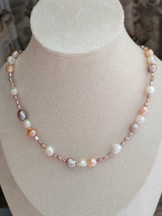 #PN338 Timeless Stones| Freshwater Pearl Necklace | Baroque Pearl | Mixed Sizes | Lustrous | Baby Pearl