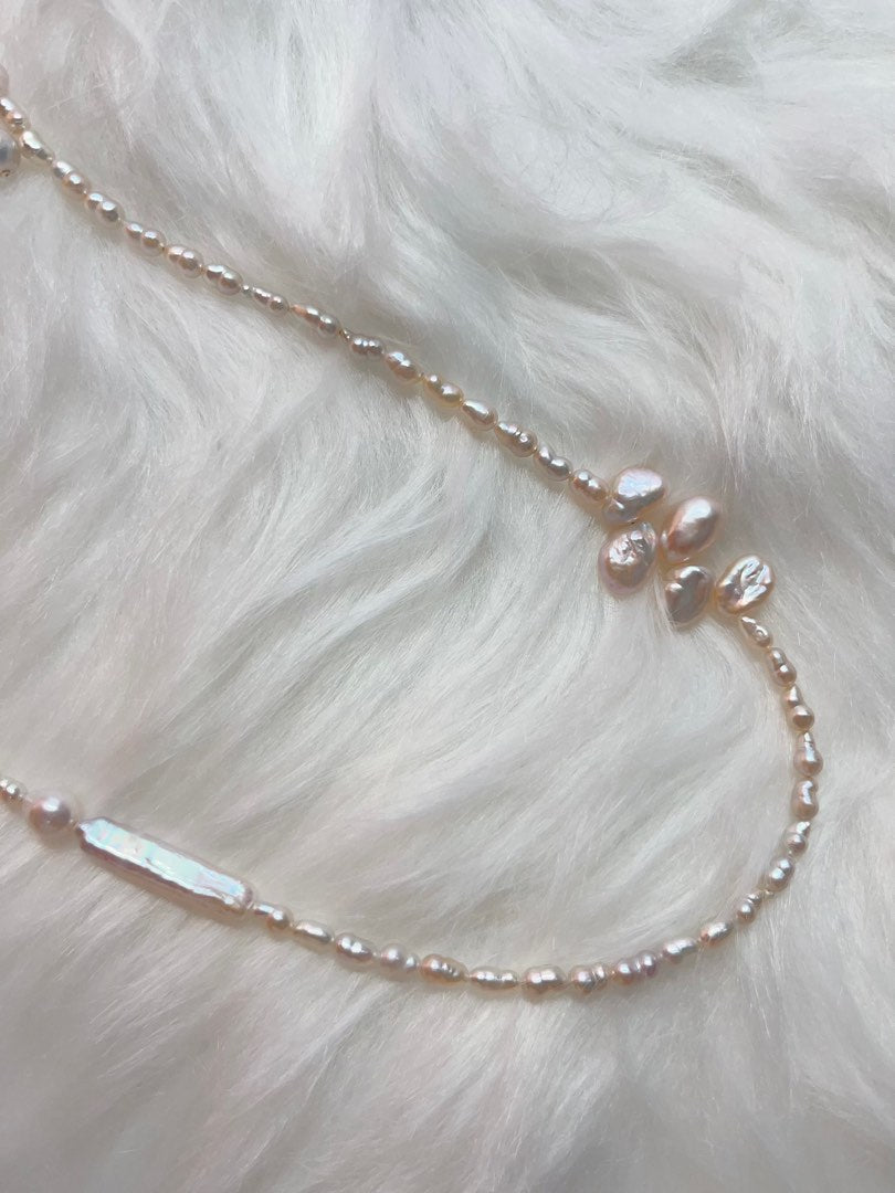 #PN341 Baby Gourd | Freshwater Pearl Necklace | Stick Shaped Baroque | Baby Pearl | Fatty Petal Pearl | Simple Style