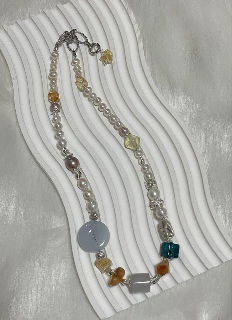 #PN353 Jadeite Singing | Freshwater Pearl Necklace | Jadeite Peace Buckle | Jadeite Barrel | Edison, Baroque Pearl |Citrine Freeform