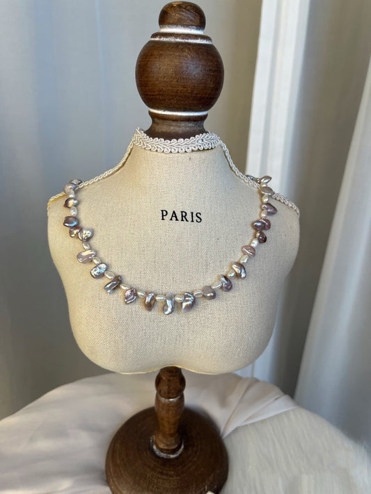 #PN369 Purple Teeth |Freshwater Pearl Necklace |Teeth Shaped Pearl|Lustrous|Rare Colour