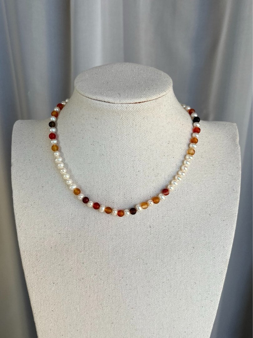 #PN411 Maillard Candy|Freshwater Pearl Necklace |Natural Stones |Quartz|Colorful