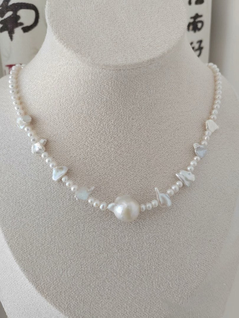 #PN294 Milky Way | Freshwater Pearl Necklace | Baby Baroque Pearl | Big Baroque | Tooth Shaped Pearl