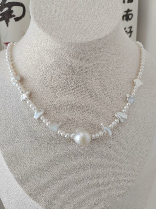 #PN294 Milky Way | Freshwater Pearl Necklace | Baby Baroque Pearl | Big Baroque | Tooth Shaped Pearl