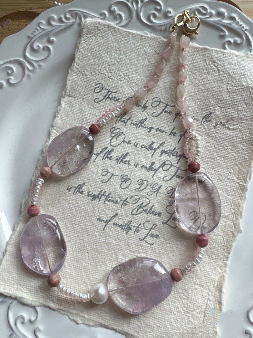 #PN421 Magnificent Presence |Freshwater Pearl & Big Quartz Necklace |Rose Quartz |HUGE Quartz |Natural Stones