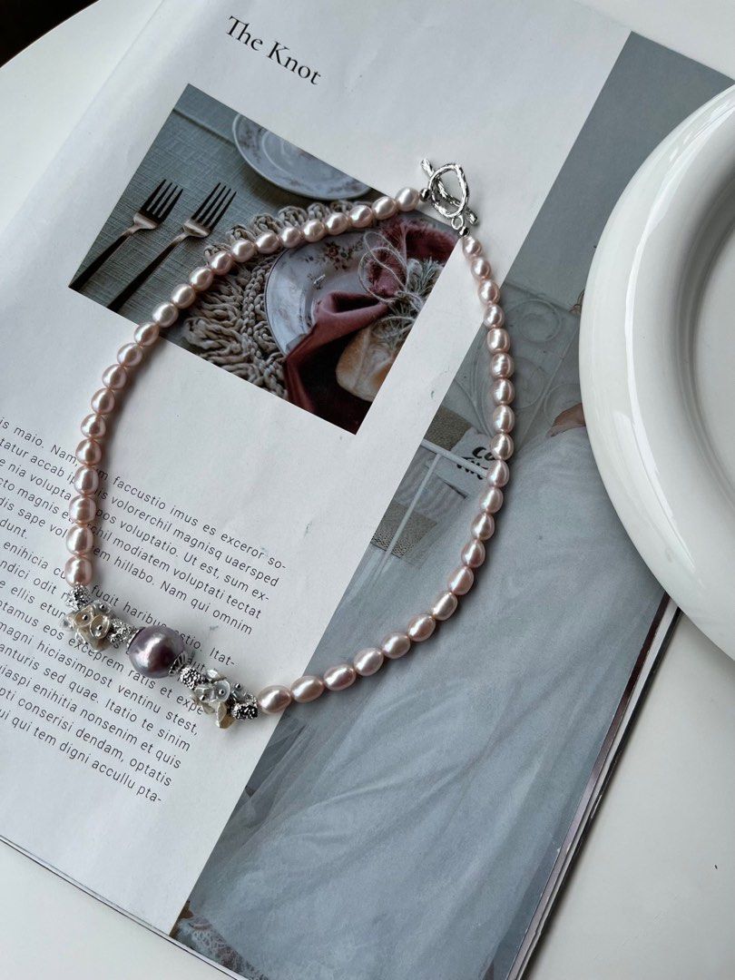 #PN152 [Sale][Floral Series] Handmade Original Design Freshwater Pearl Necklace |Edison Pearl |Petal Pearl |Rice Pearl