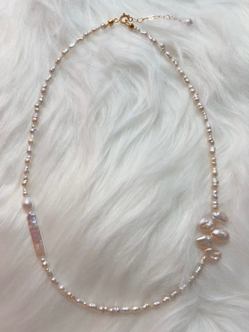 #PN341 Baby Gourd | Freshwater Pearl Necklace | Stick Shaped Baroque | Baby Pearl | Fatty Petal Pearl | Simple Style