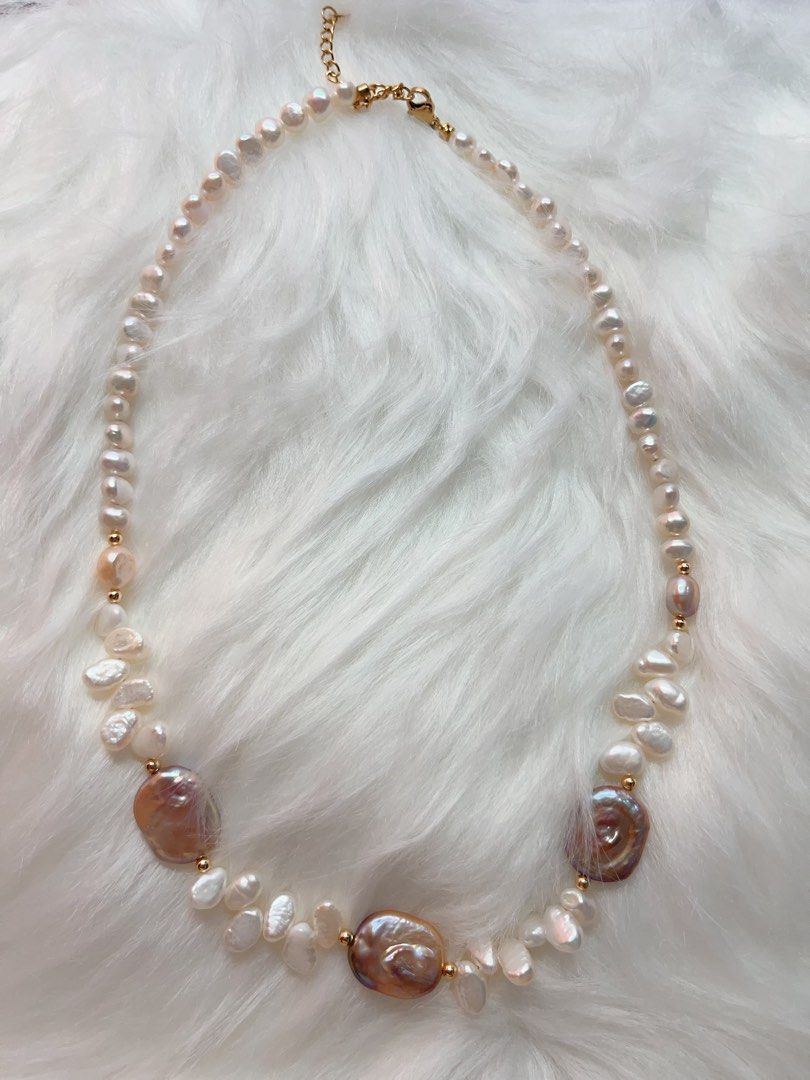 #PN339 Pearl Garden | Freshwater Pearl Necklace | Wheats Ear| Rectangle Baroque Pearl | Lustrous