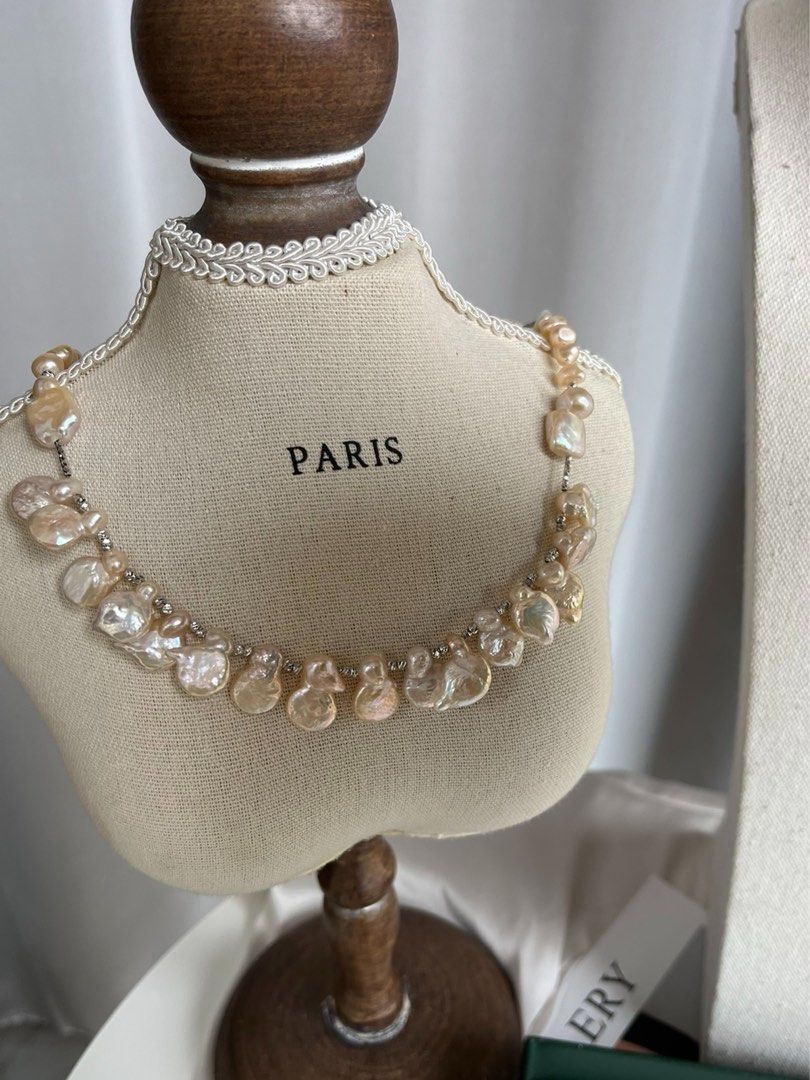 #PN410 Champagne Party | Freshwater Pearl Necklace | Irregular Coin Pearl | Lustrous | Baroque | Elegant