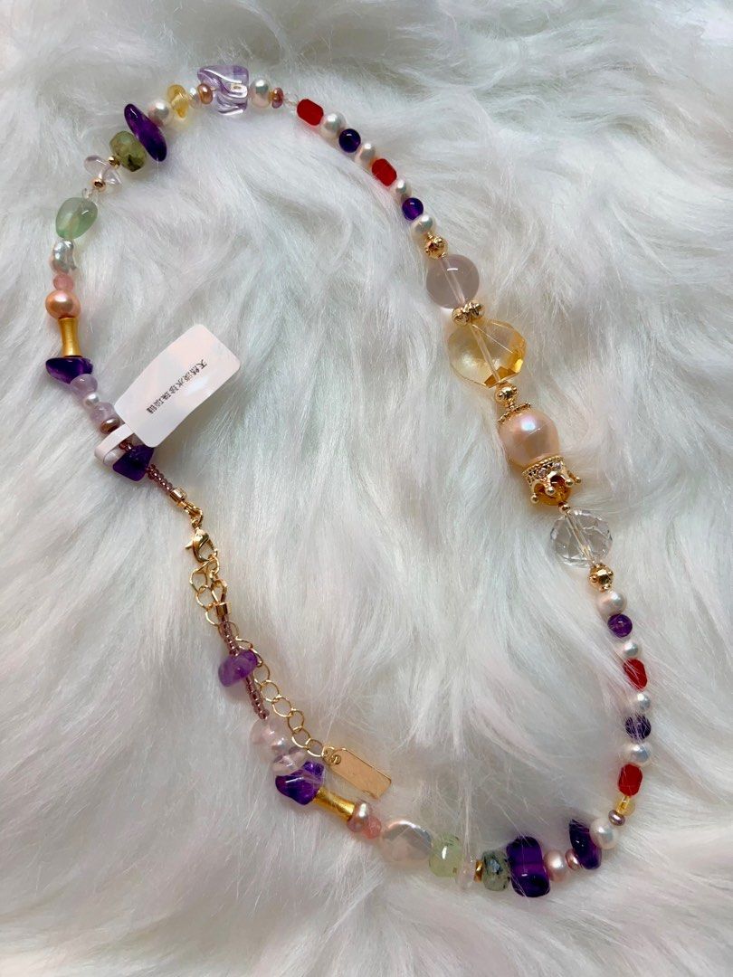 #PN333 Natural Elements | Freshwater Pearl Necklace | Citrine Freeform | Big Baroque Pearl | Rose Quartz | Amethyst Chip| Coin Pearl