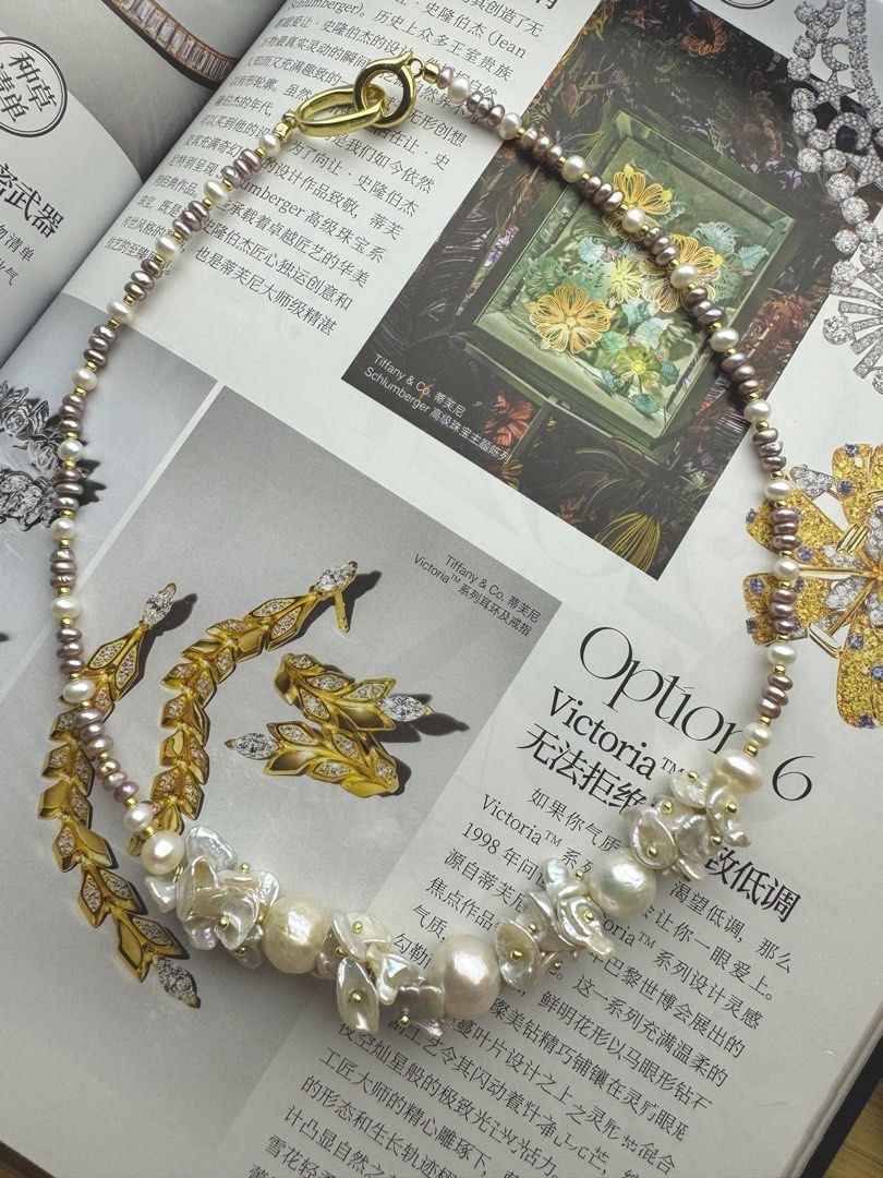 #PN426 [Floral Series] Supreme Elegance|Freshwater Pearl Necklace |Wrinkled Baroque Pearl |Petal Pearl |Baby Purple Pearl