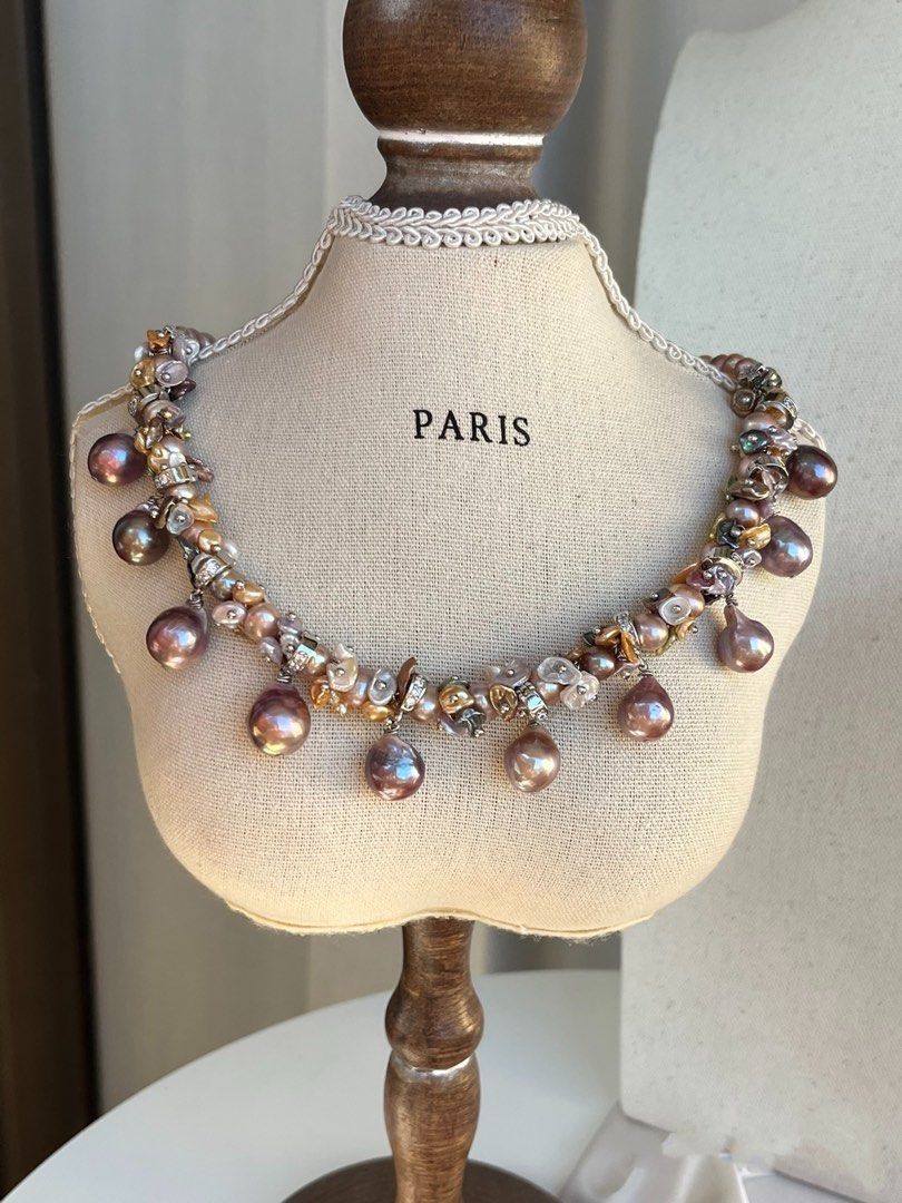 #PN156 [Floral Series]One of A Kind|Freshwater Pearl Necklace |Edison Pearl |Gorgeous & Luxurious |Colourful Petal Pearls|Well Made