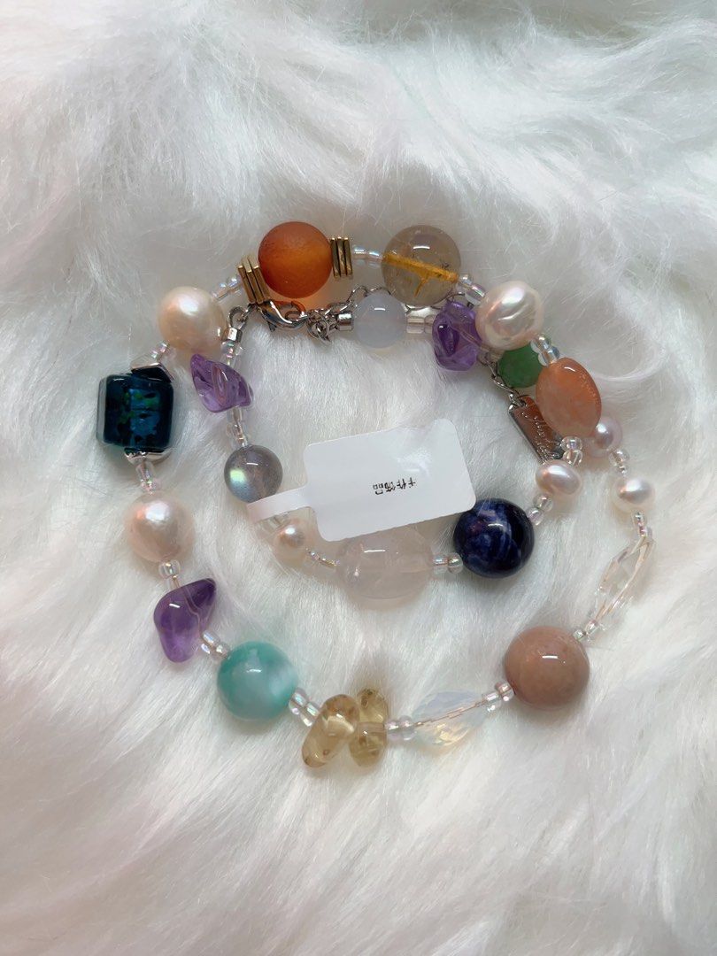 #PN310 Gem Hall| Freshwater Pearl Necklace | Opal Faceted | Clear Quartz | Amethyst Freeform | Oval Rose Quartz | Citrine Chip| Baroque Pearl