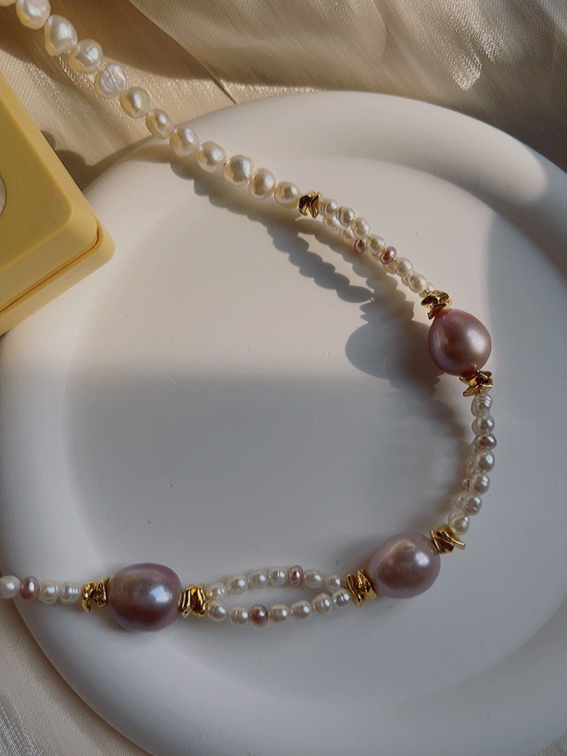 #PN398 [Clearance Sale]Baroque Pearl Necklace |Genuine Freshwater Pearl |Baby Baroque Pearl |Two-layered