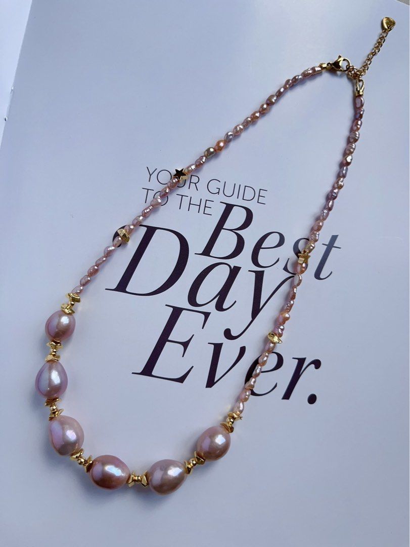 #PN326 [Clearance Sale] Purple Christmas |Freshwater Pearl Necklace |Golden Star|Baby Baroque & Big Baroque Pearl |Excellent Lustre|Gorgeous Purple